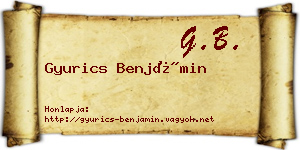 Gyurics Benjámin névjegykártya