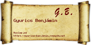 Gyurics Benjámin névjegykártya